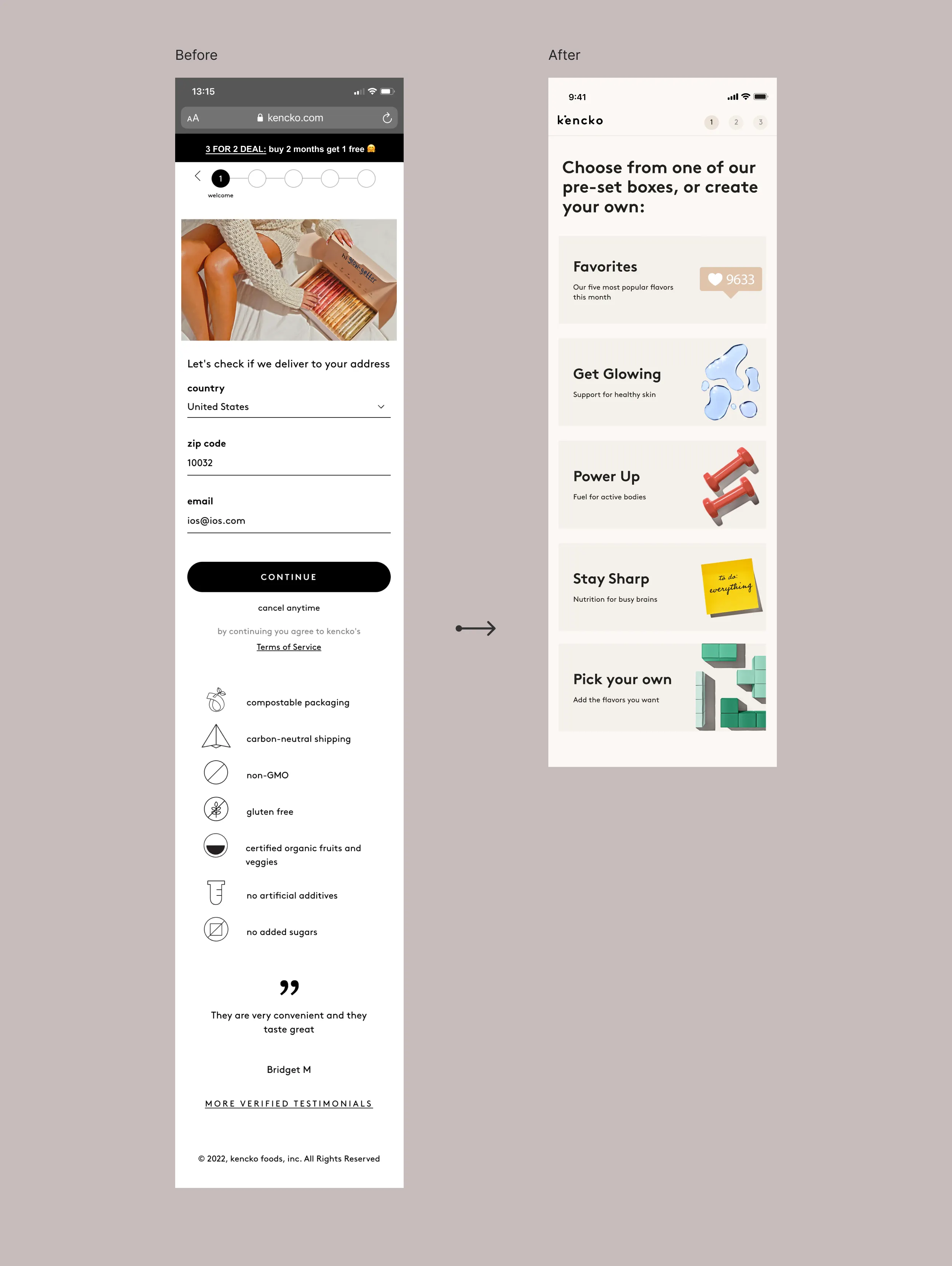 Before and after comparison